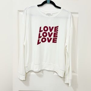 New Workshop Republic Ivory Burgundy LOVE LOVE Stretch Knit Size X-Large